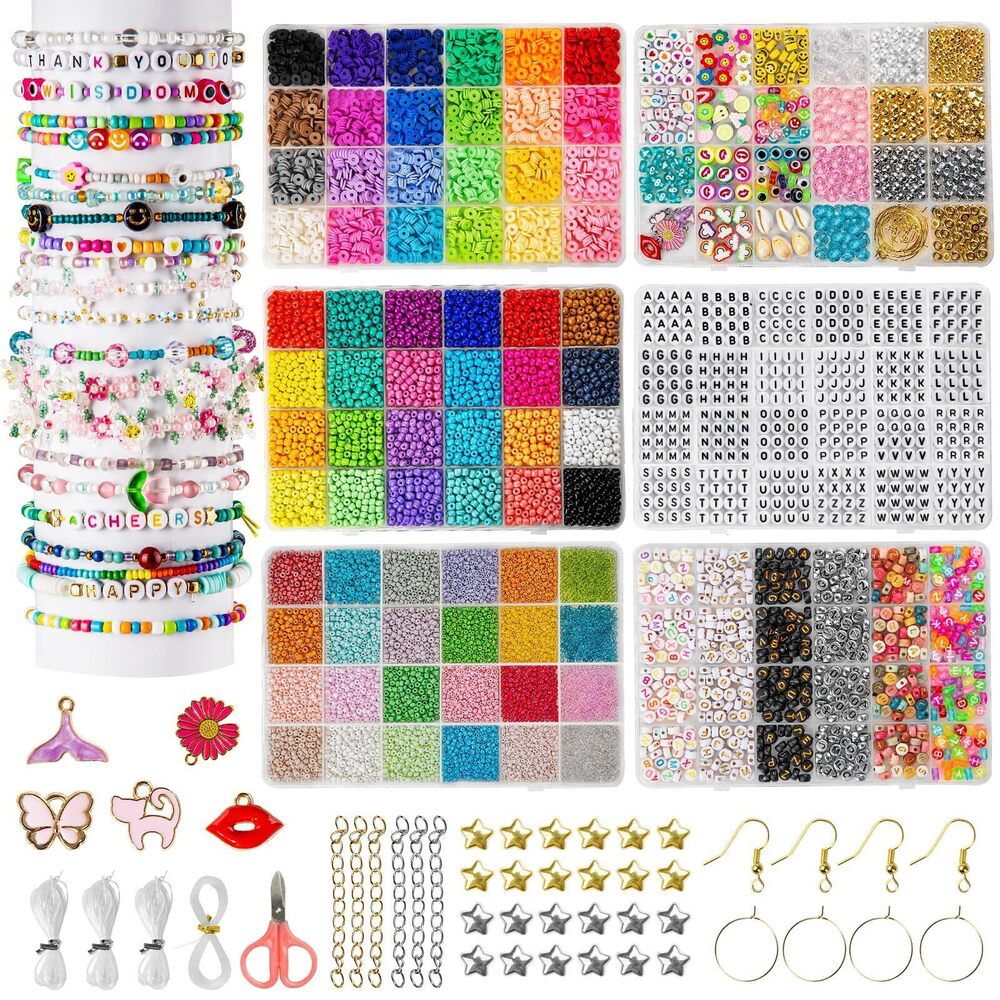 9914 Friendship Bracelet Kit, 16000 pcs with Seed Beads 2/3/4mm, Clay